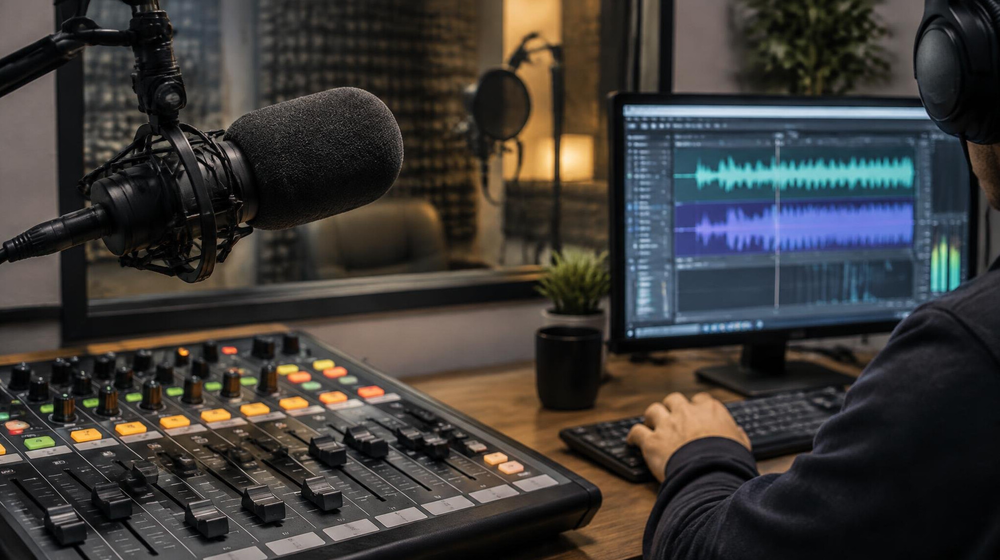 close up of podcast microphone