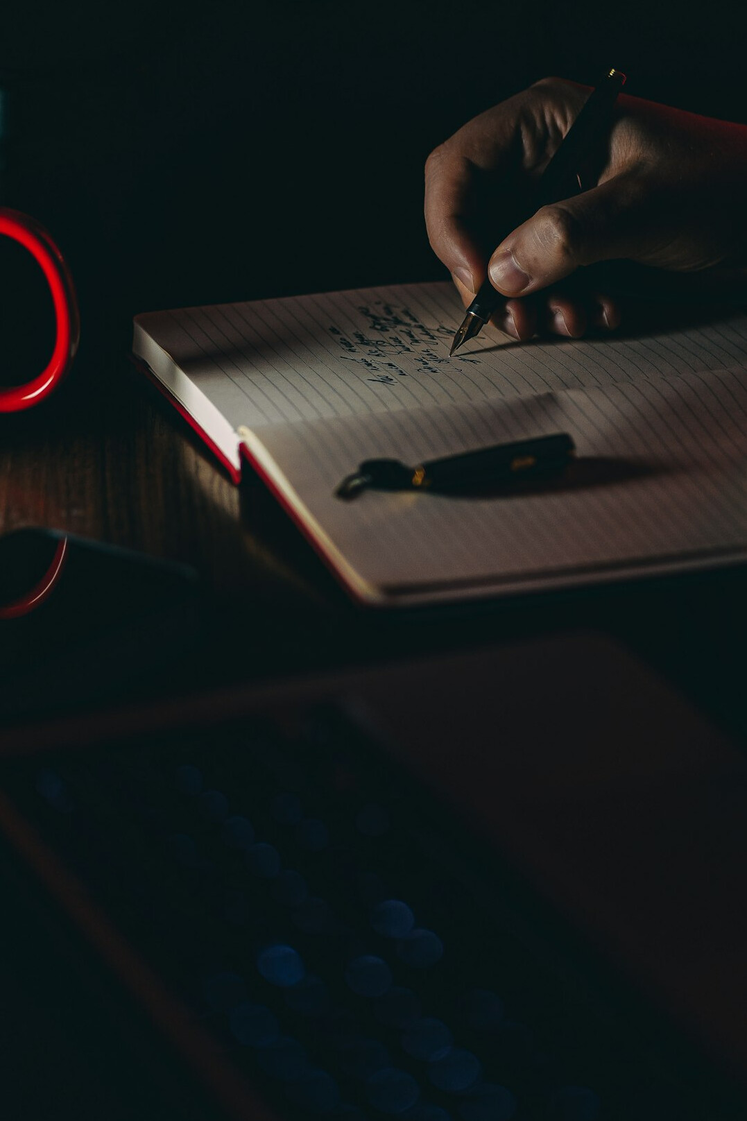 person writing blog post