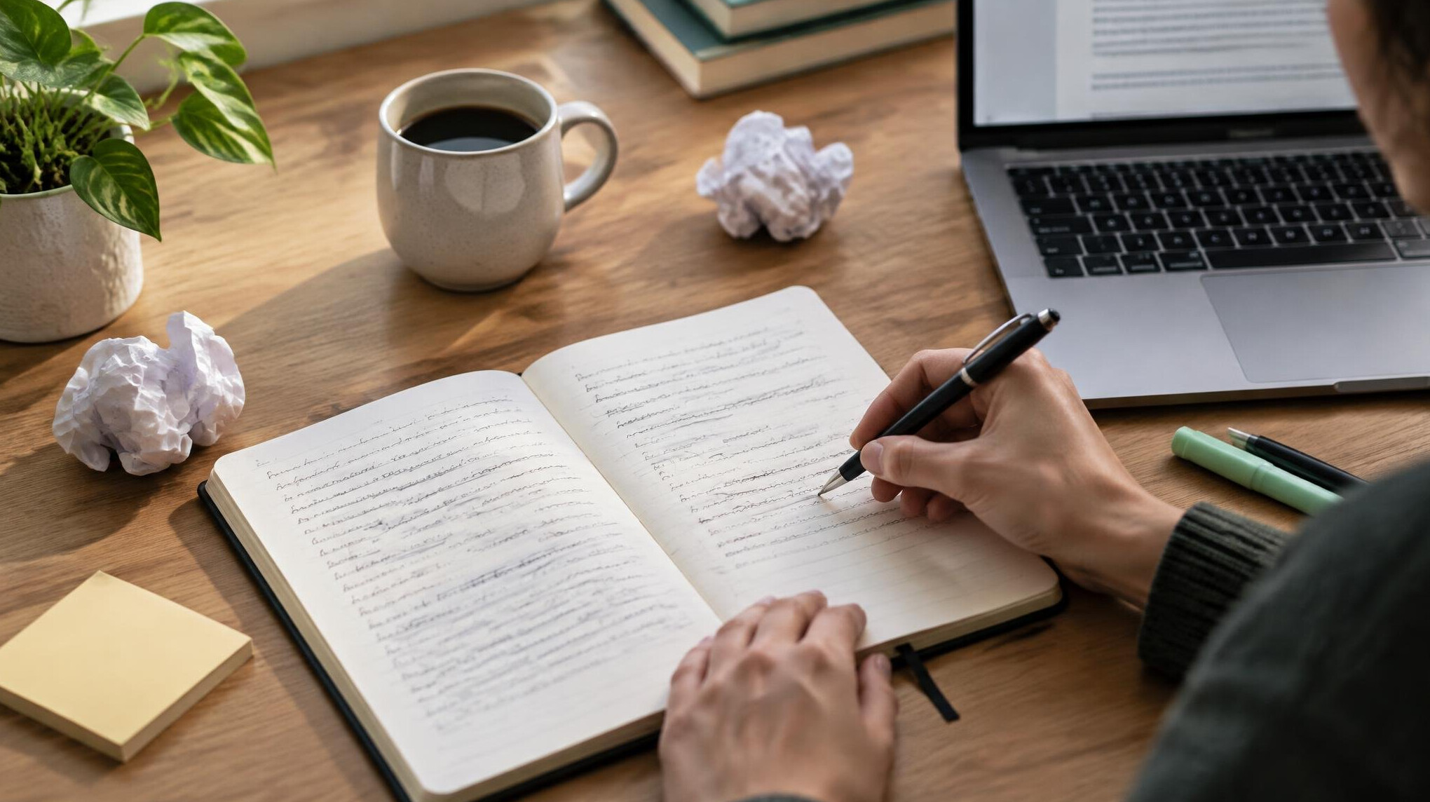 notebook with pen